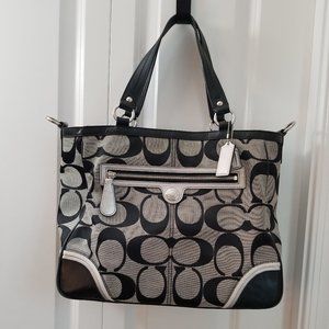 Coach Signature Purse Bag in Black with blue lining, authentic coach purse